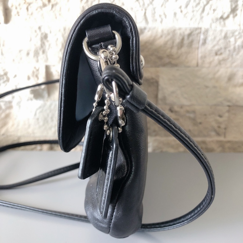 Coach black leather crossbody bag purse silver hardware wallet women’s - Picture 16 of 17